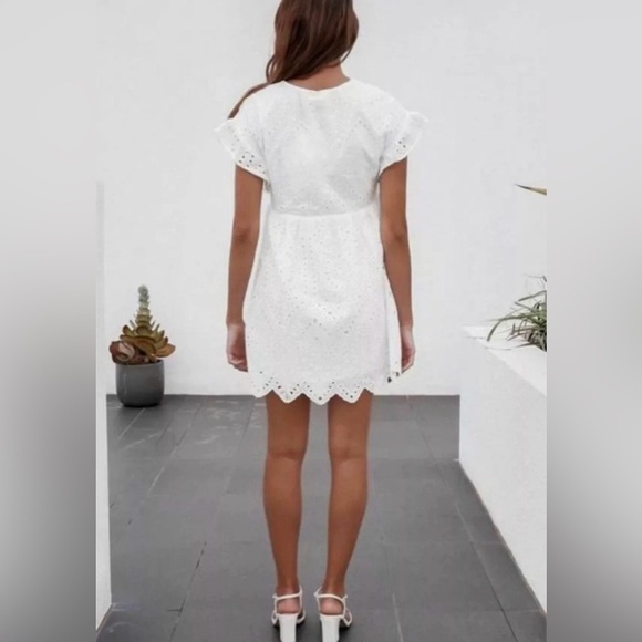 SAME DAY SHIP Esley White Eyelet Bobo beach sun dress large - Picture 3 of 4